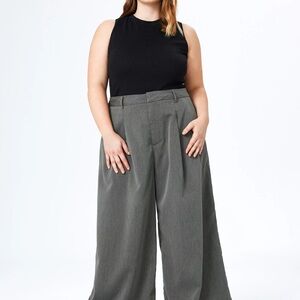 Cider Gray High-Waisted Trousers with Wide Legs